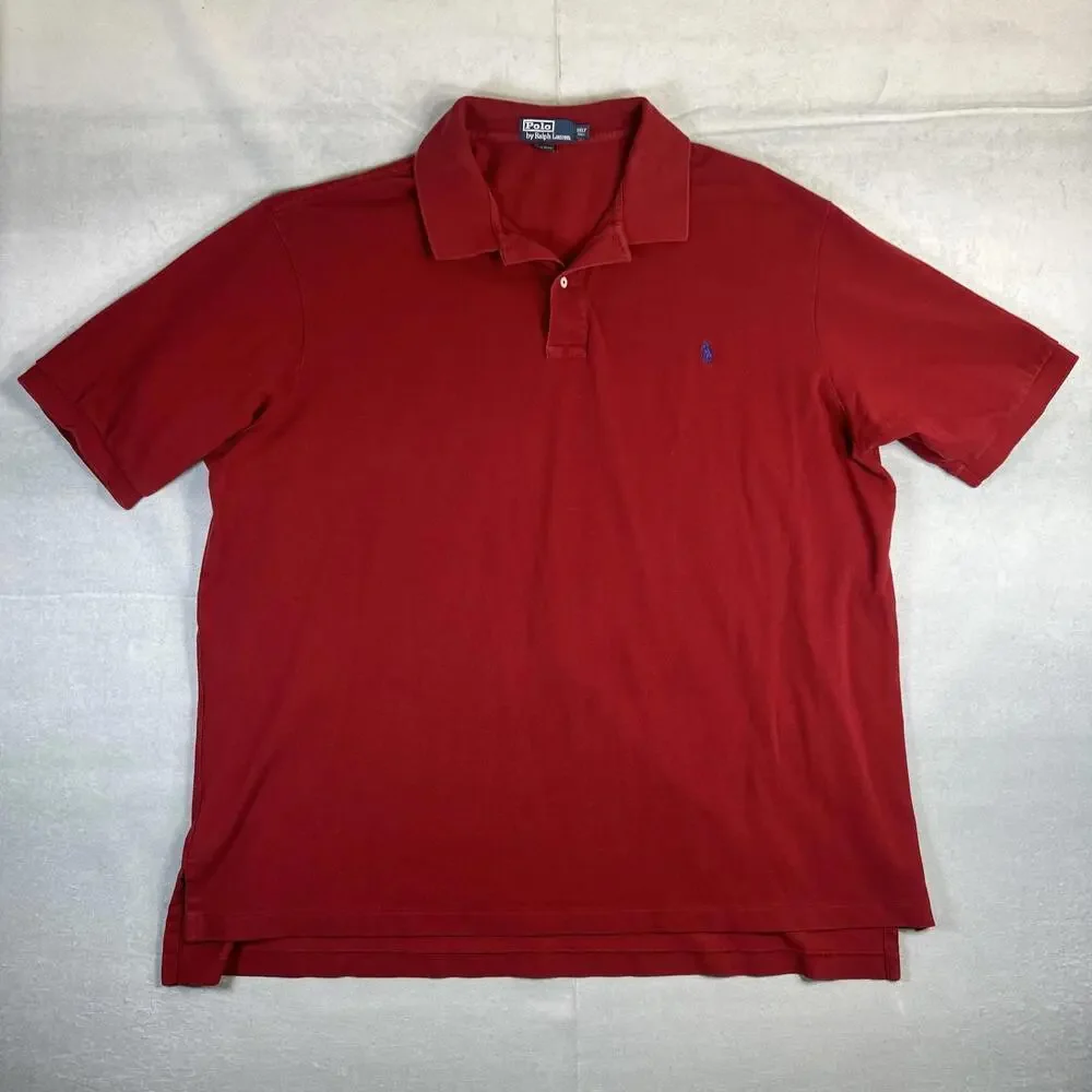 Vintage Polo Ralph Lauren Shirt Mens 3XLT Red Blue Pony Short Sleeve 90s